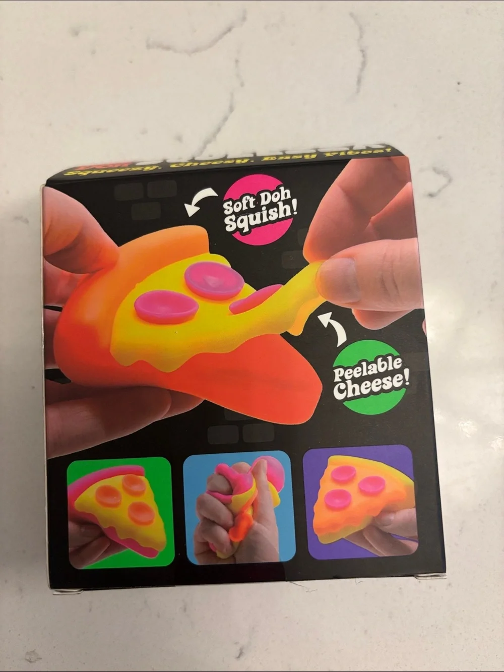 Needoh Squeezza Pizza Toy - Orange with Pink Toppings